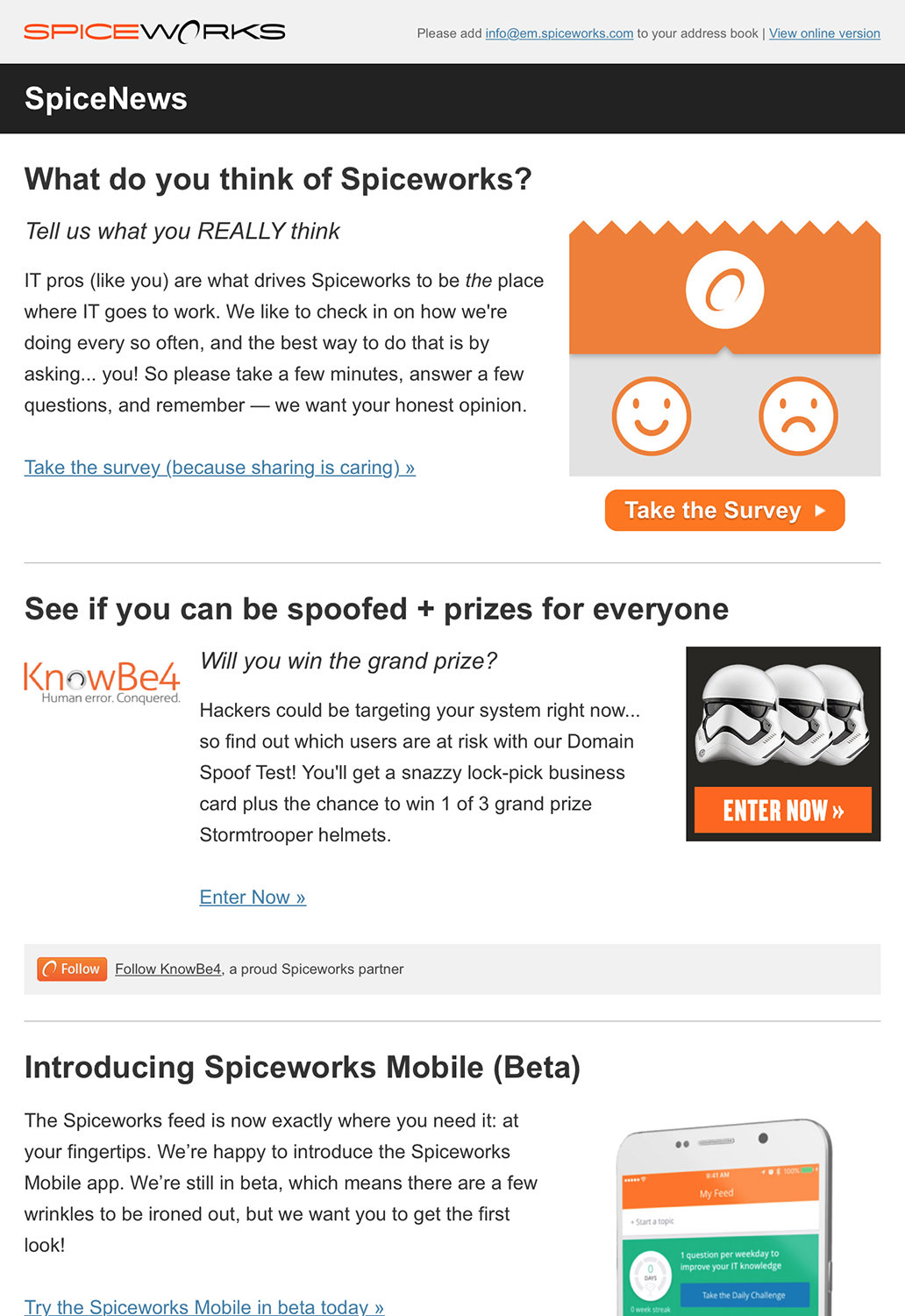 Technology Email Marketing - Spiceworks