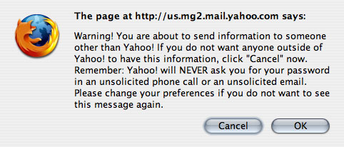Alert when submitting the form in an email on Yahoo!