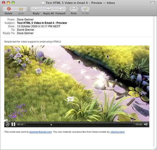 HTML5 Video in Apple Mail