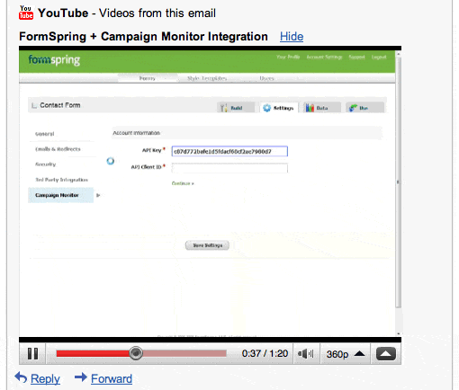 YouTube preview in Gmail