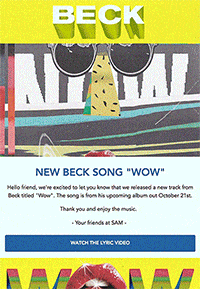 music video GIF in announcement email - Beck