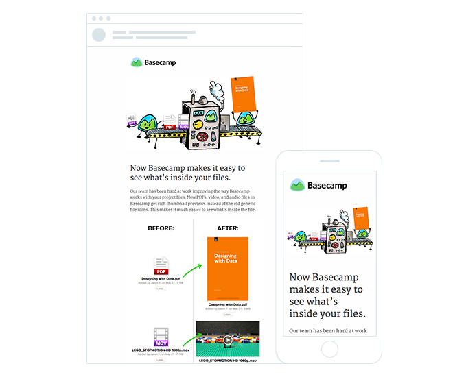 Basecamp's newsletter design