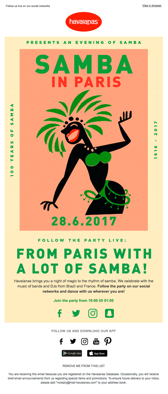 invite email - Samba in Paris