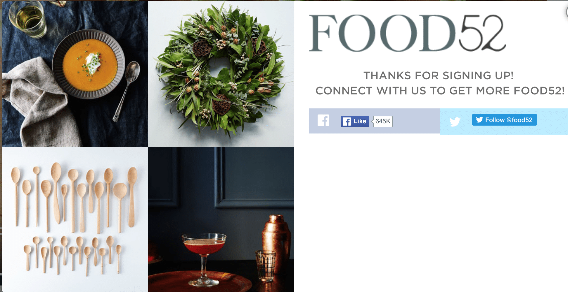 Food 52 welcome email subscribe confirmation
