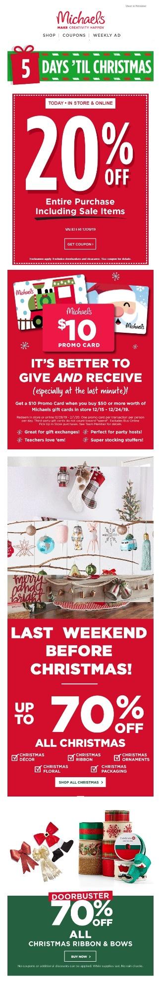 Holiday email examples of exclusive, last-minute deals 