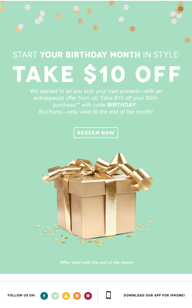 Birchbox birthday email example