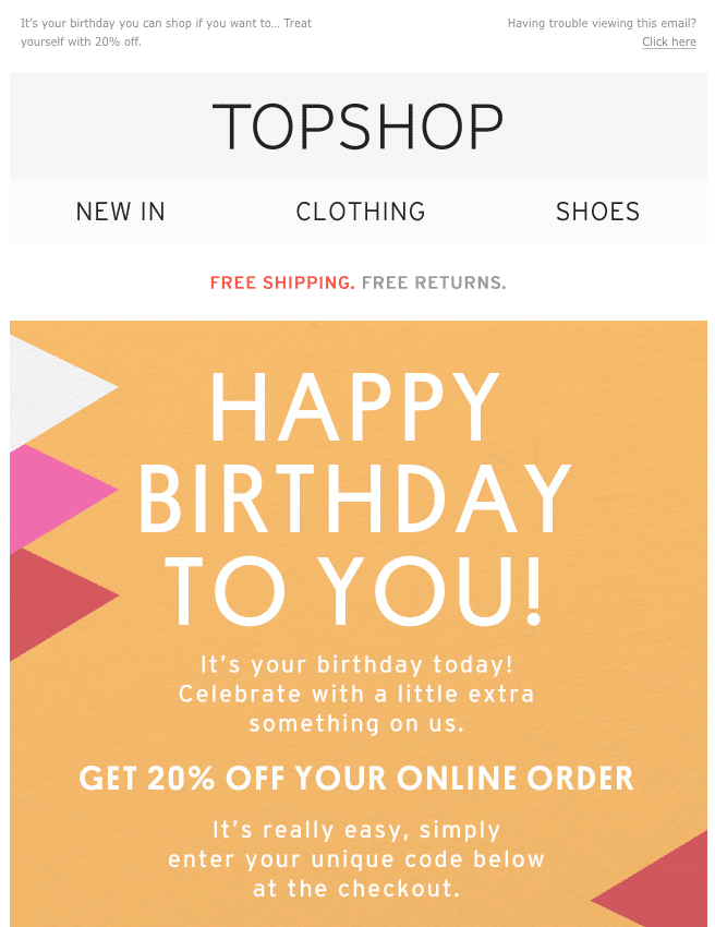 fun design birthday email example
