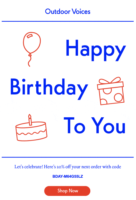 animated GIFS birthday email example