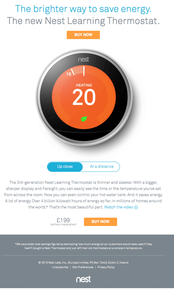 Animated GIF in email from Nest 