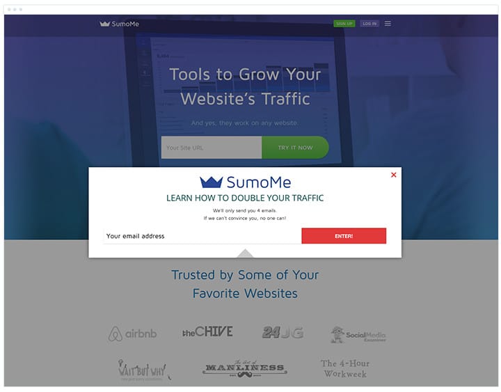 SumoeMe popup build email list
