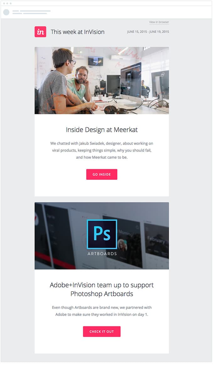 email newsletter invision imagery