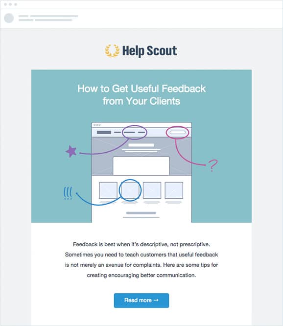 Help Scout email newsletter using the inverted pyramid