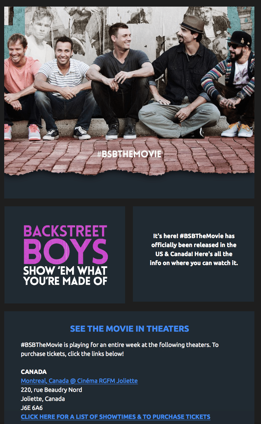 agency email created for Backstreet Boys