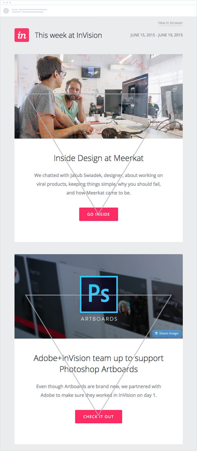 InVision – Email Design – Inverted Pyramid