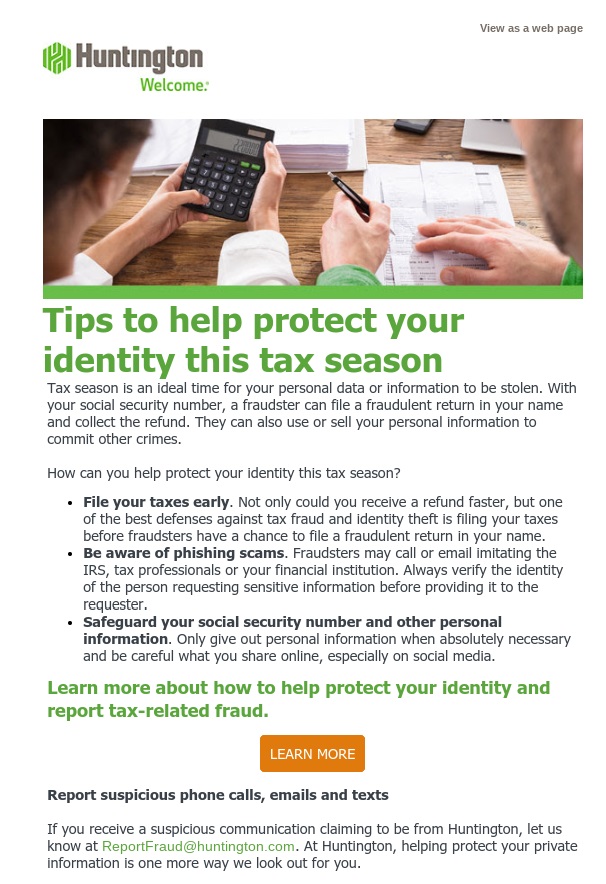 They also create urgency in the email body copy by reminding readers that tax season is the perfect time for identity theft and fraud: two hot topics that evoke emotions right away. 