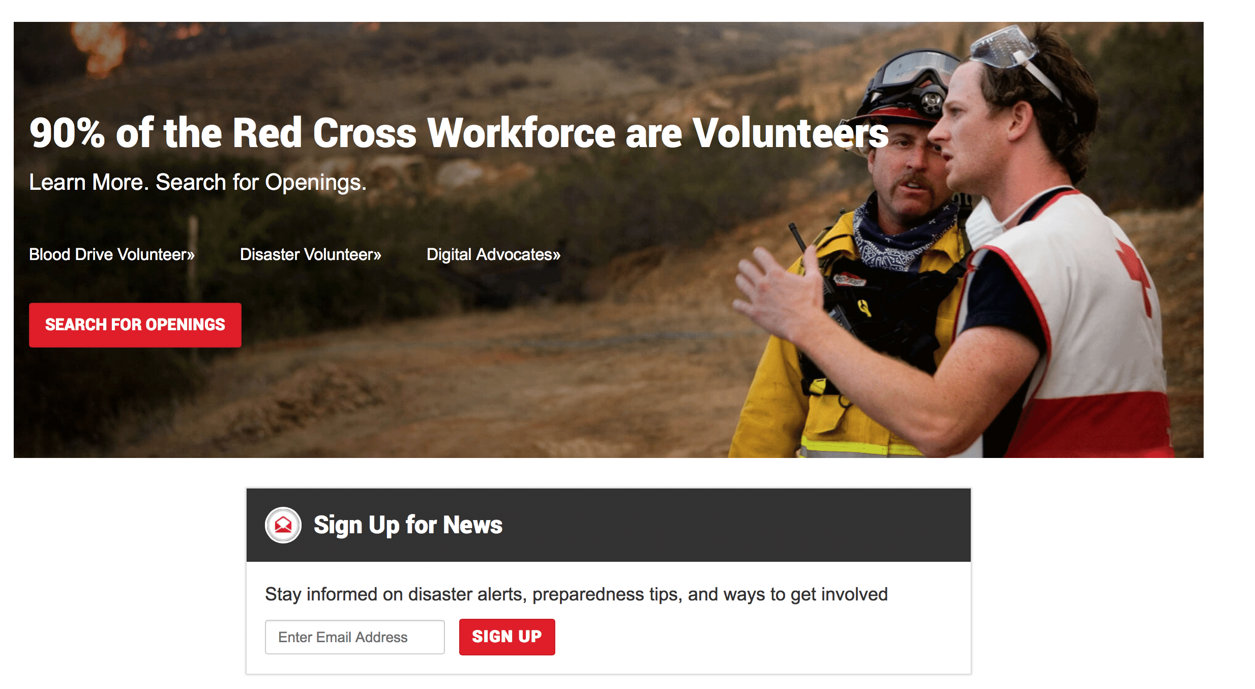 The American Red Cross email sign up form