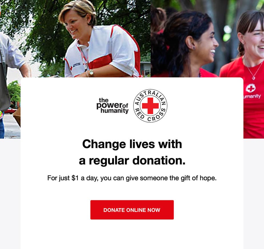 Nonprofit explanation email from RedCross