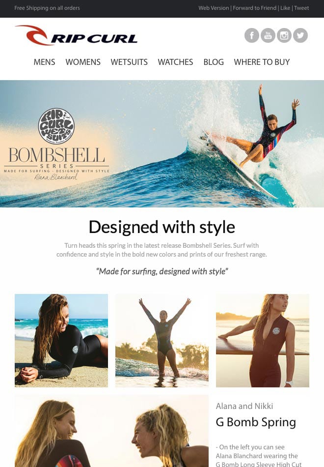 Rip Curl uses email marketing to drive sales