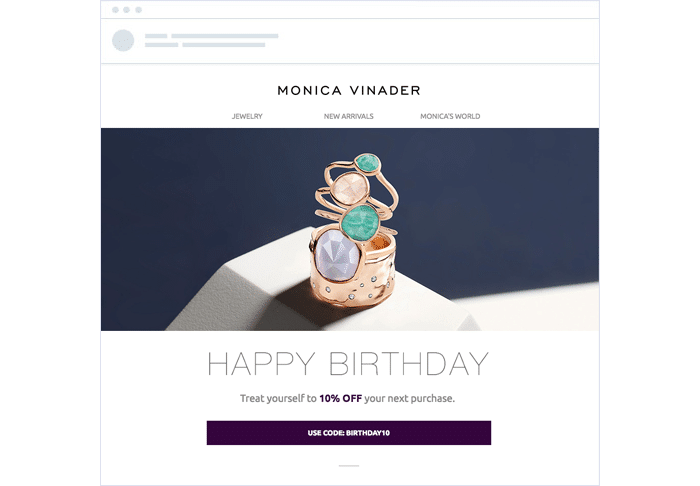 Monica Vinader Automated birthday email