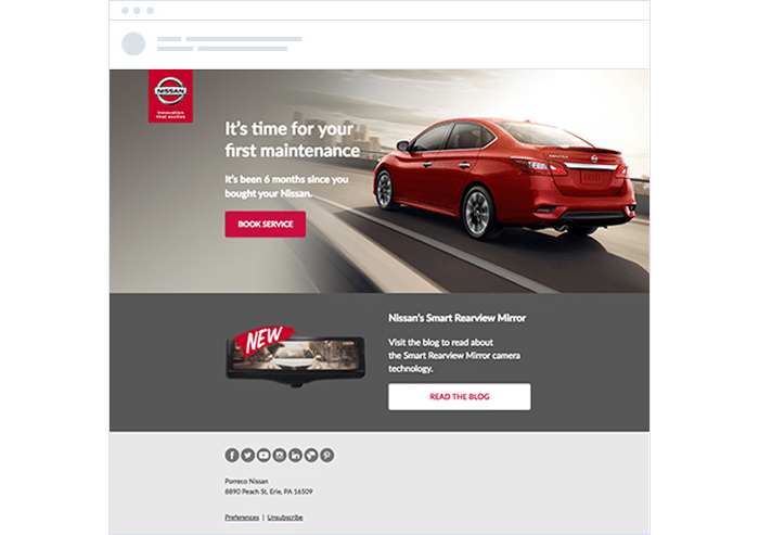 Nissan Automated reminder email