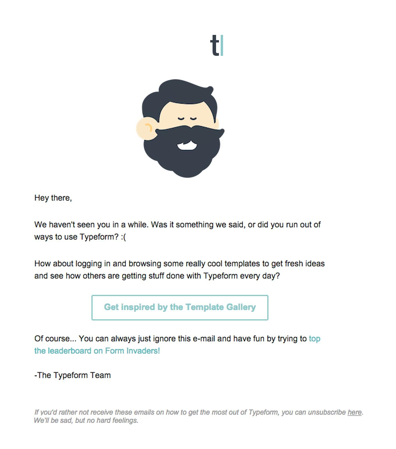 Re-engagement Email Example from Typeform