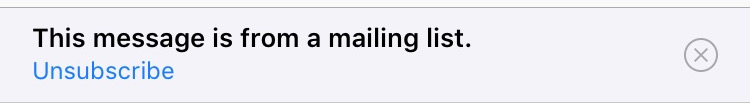 iOS 10 Unsubscribe Banner