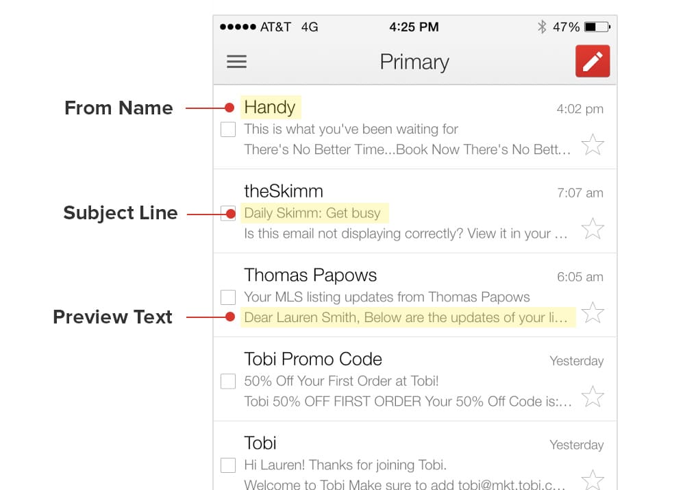 email inbox example - how ios 10 may impact email marketers