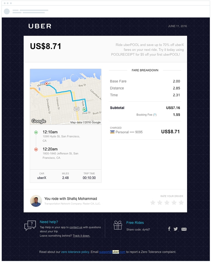 uber transactional email