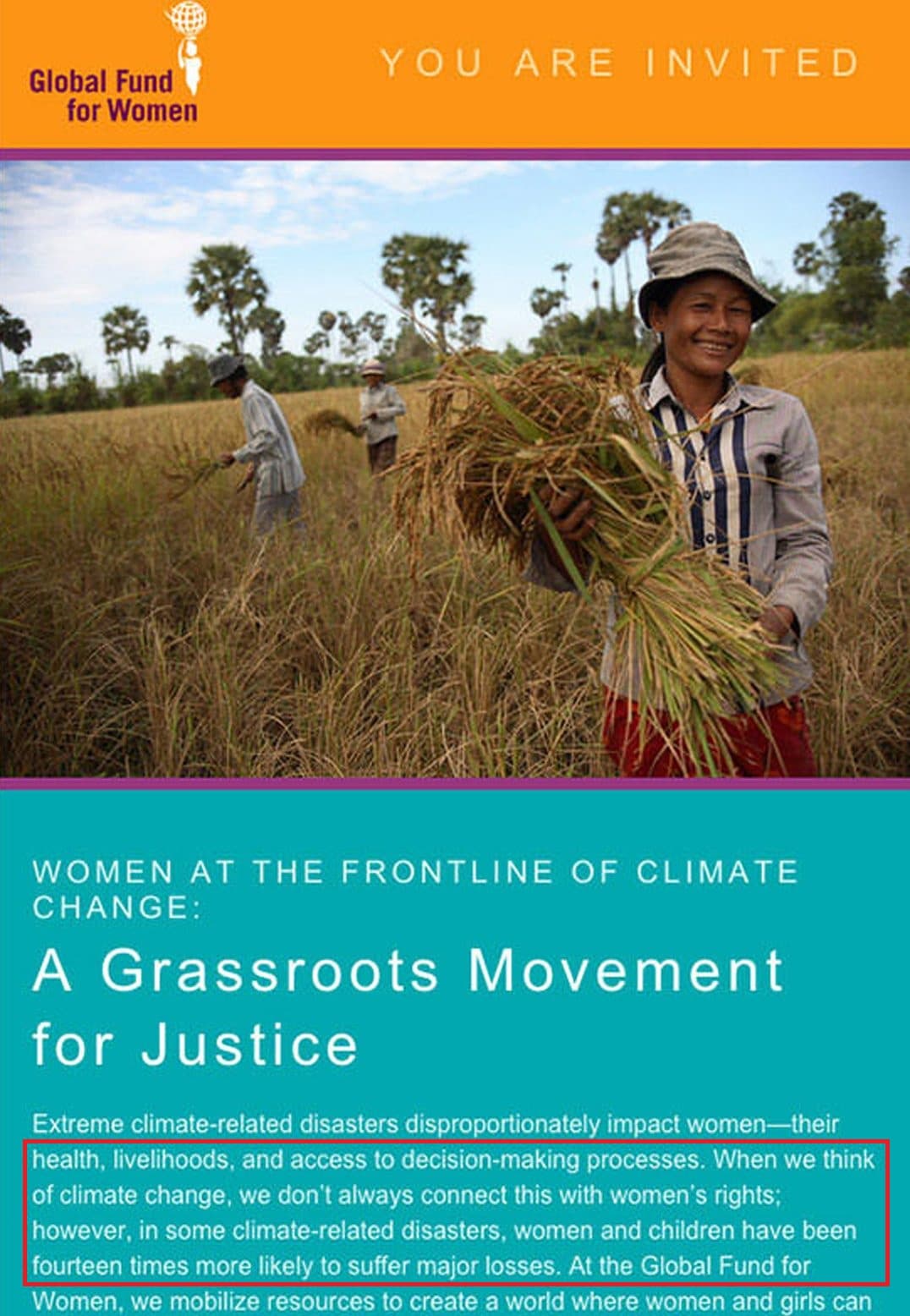Global Fund for Women email example - This shows the right way to use a semicolon, and we're using it for our common copywriting mistakes article on Campaign Monitor.