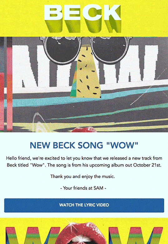 Beck - Email Marketing Campaign - This is an example of using GIFs and video in your email marketing.