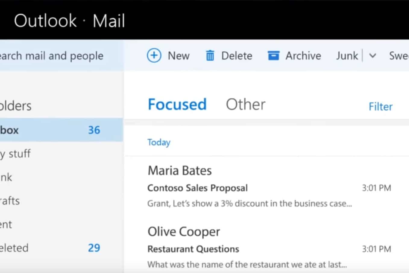 Outlook Email – Focused Inbox - Tabs