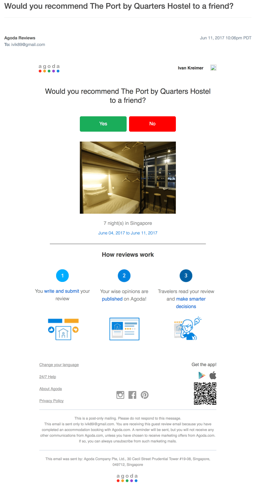  Agoda – Email Campaign – Requesting Review