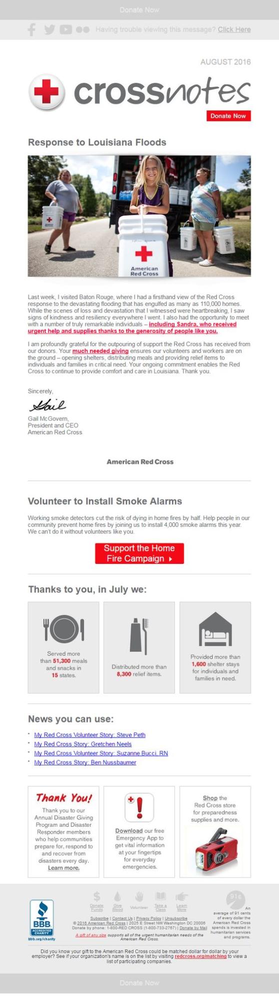 American Red Cross – Donation Email Campaign – Louisiana Floods