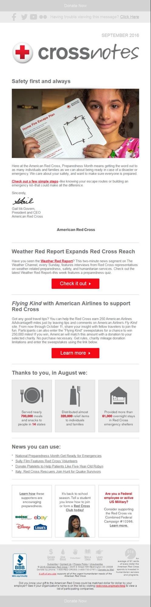 American Red Cross – Donation Email Campaign – Safety First