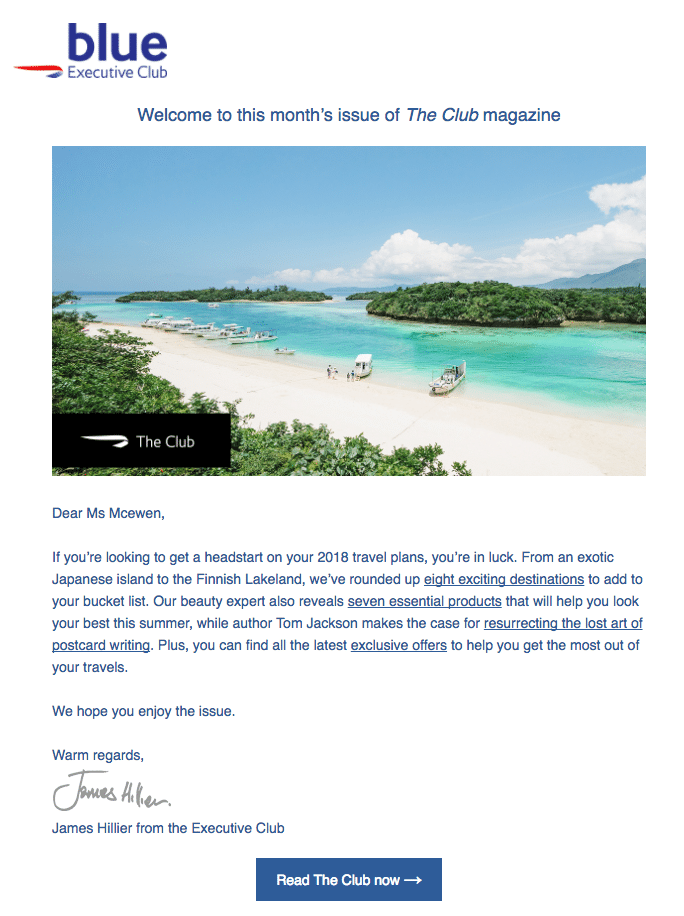  British Airways – Monthly Newsletter Email