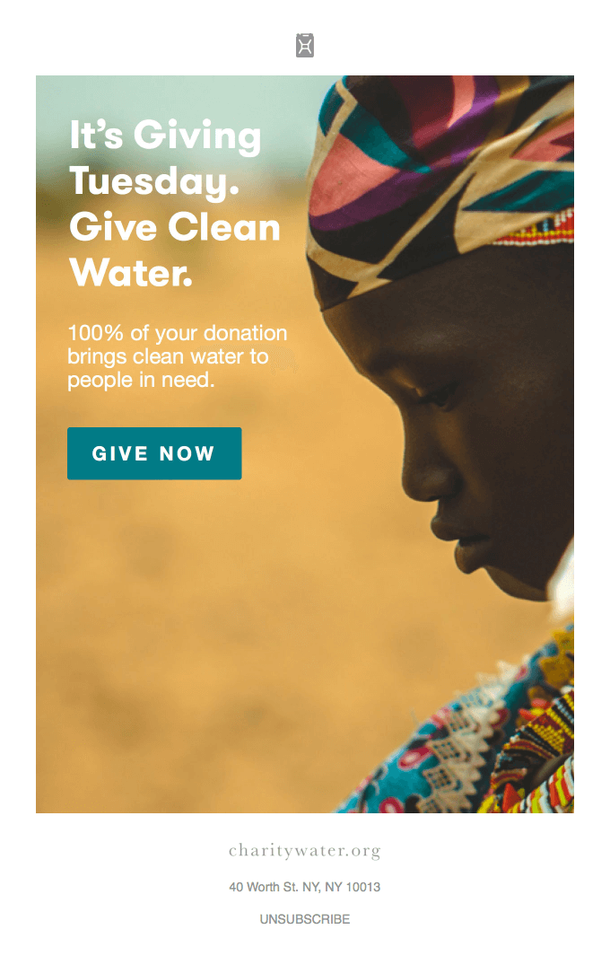 Charity Water – Nonprofit Email Marketing – Donation Emai