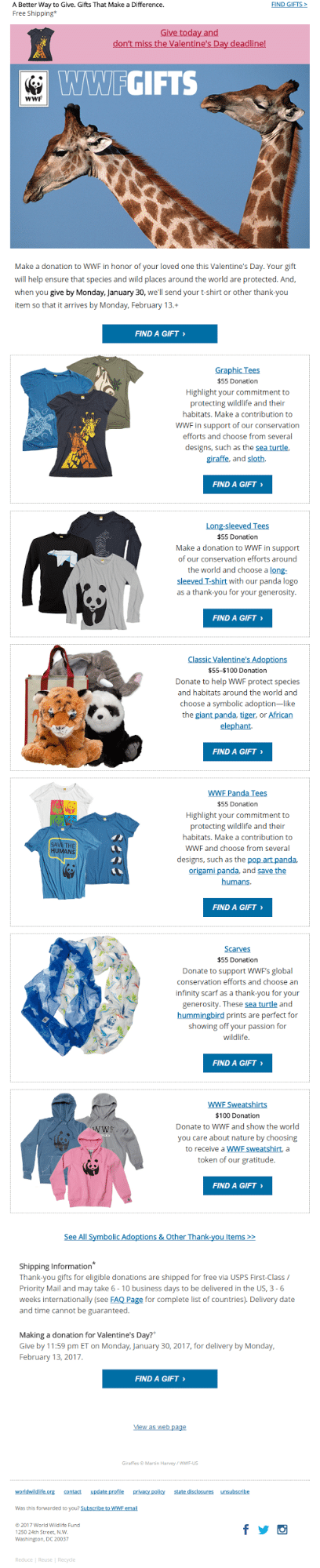 World Wide Fund for Nature – Merchandising Email Campaign 