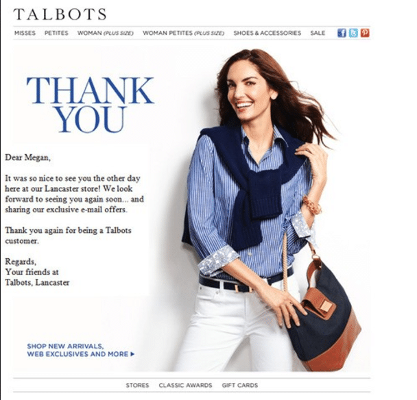 Talbots Thank You Email