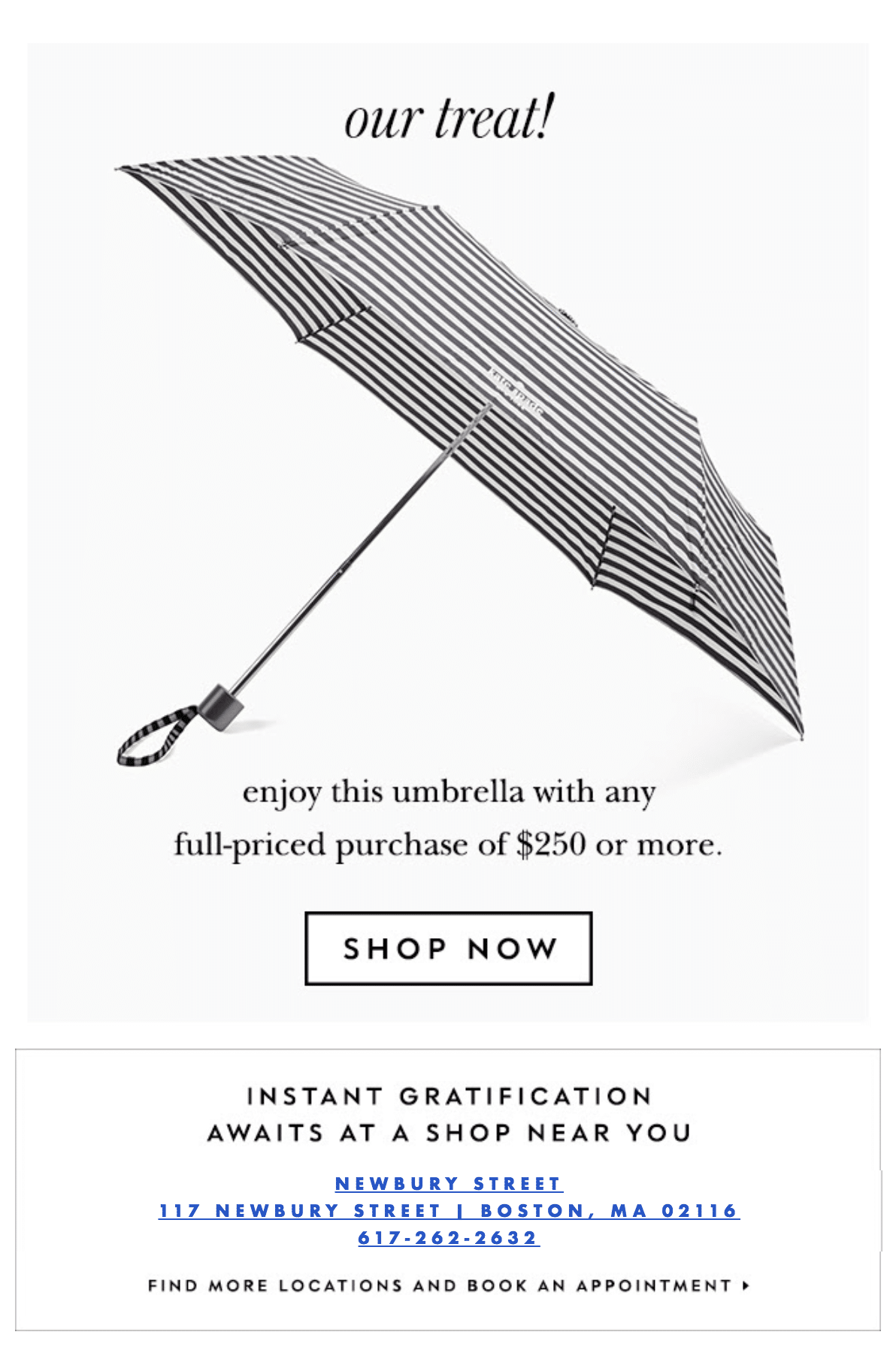 Kate Spade Email Marketing and Personalization by Customer’s Location Email Marketing Personalization example - Kate Space