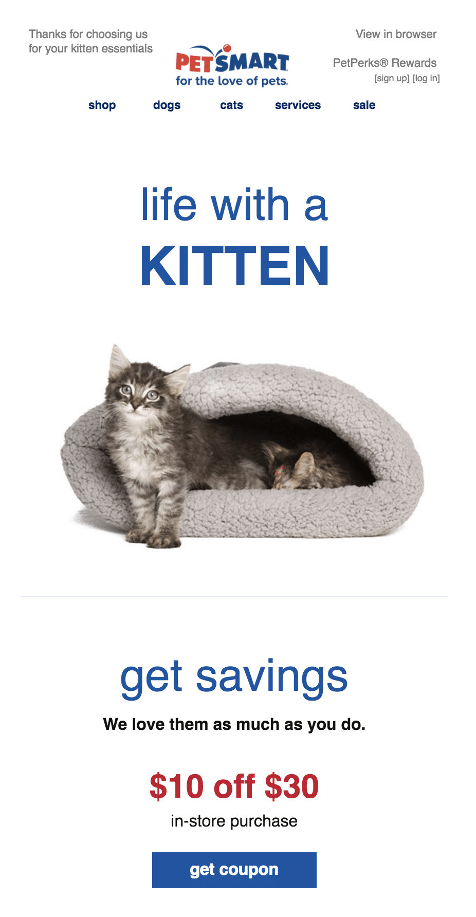 automated follow up emails - PetSmart