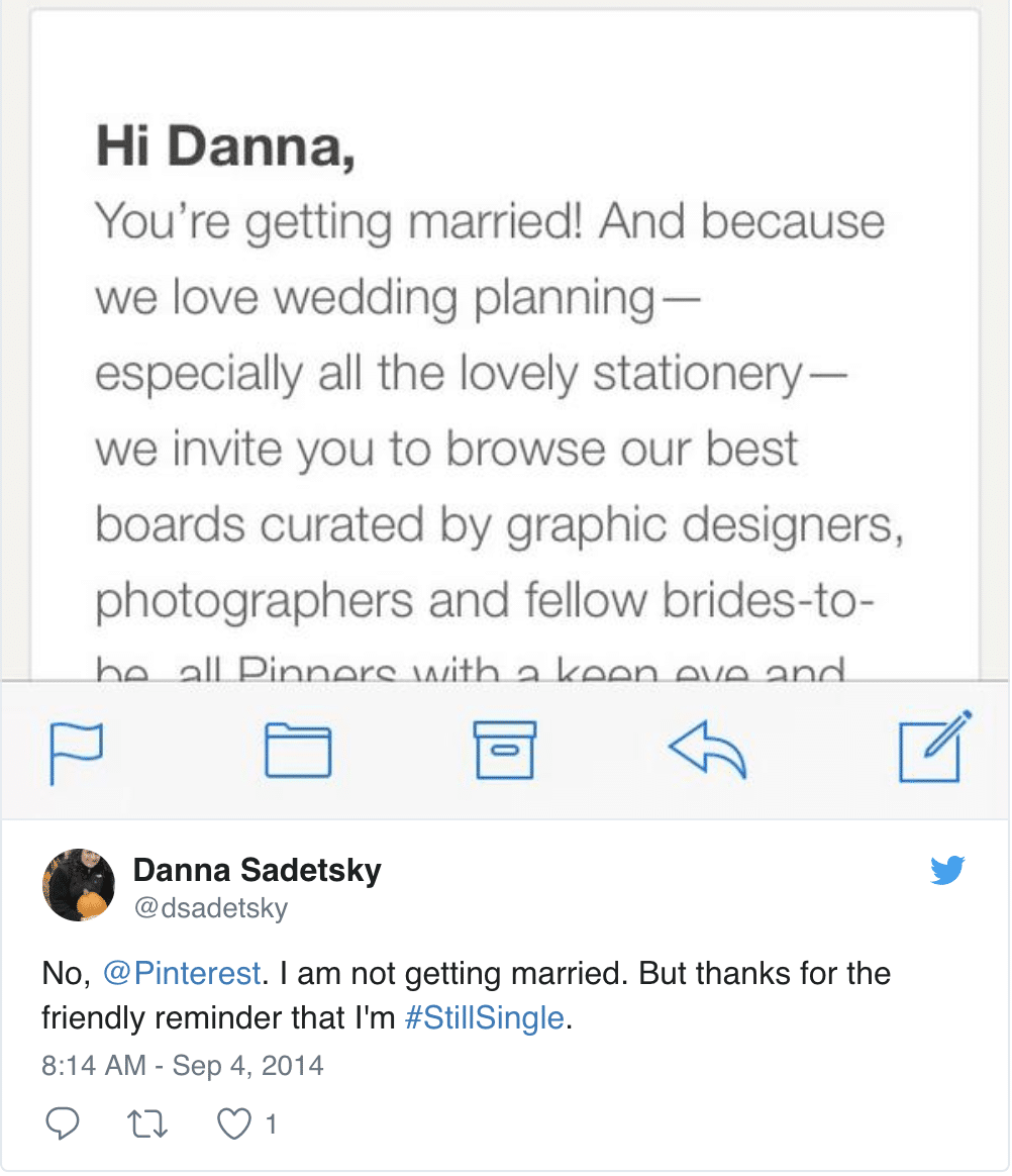 Pinterest Personalization Congratulatory Email
