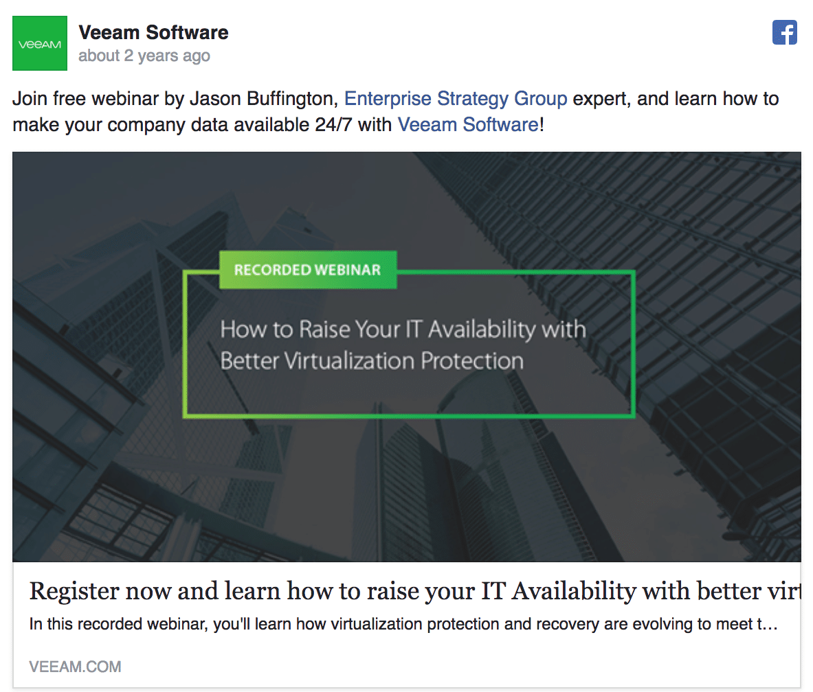 Veeam - Advertising and Credibility to IT Expert