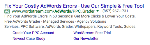 WordStream – Google Adwords Ad
