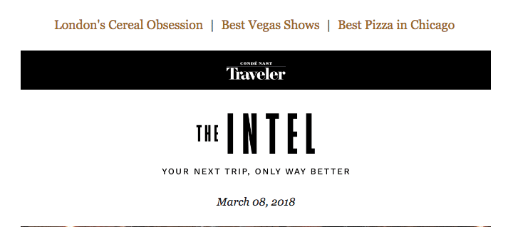 Conde Nast Traveler – Email Marketing – Header Image and Links