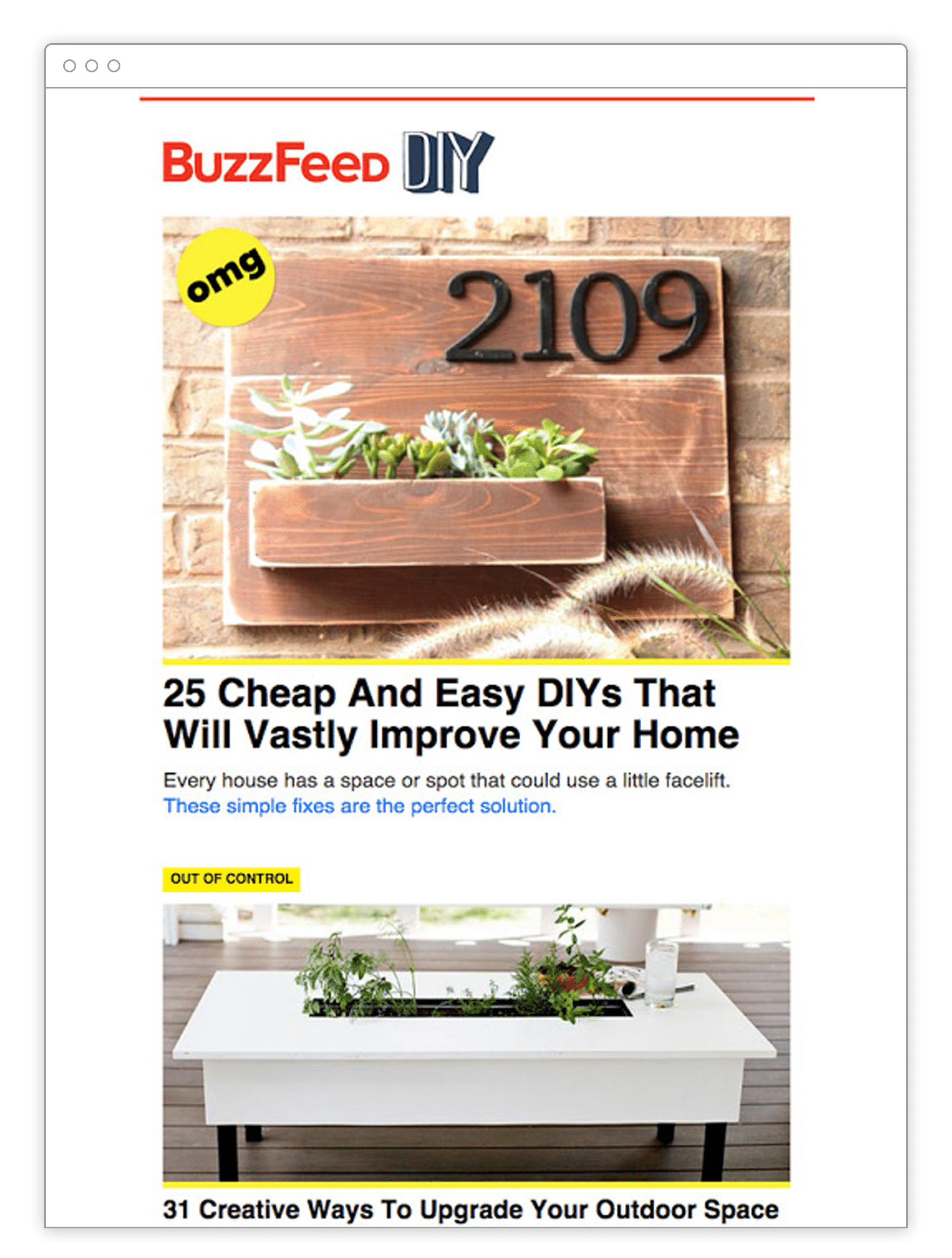 Buzzfeed email newsletter. 