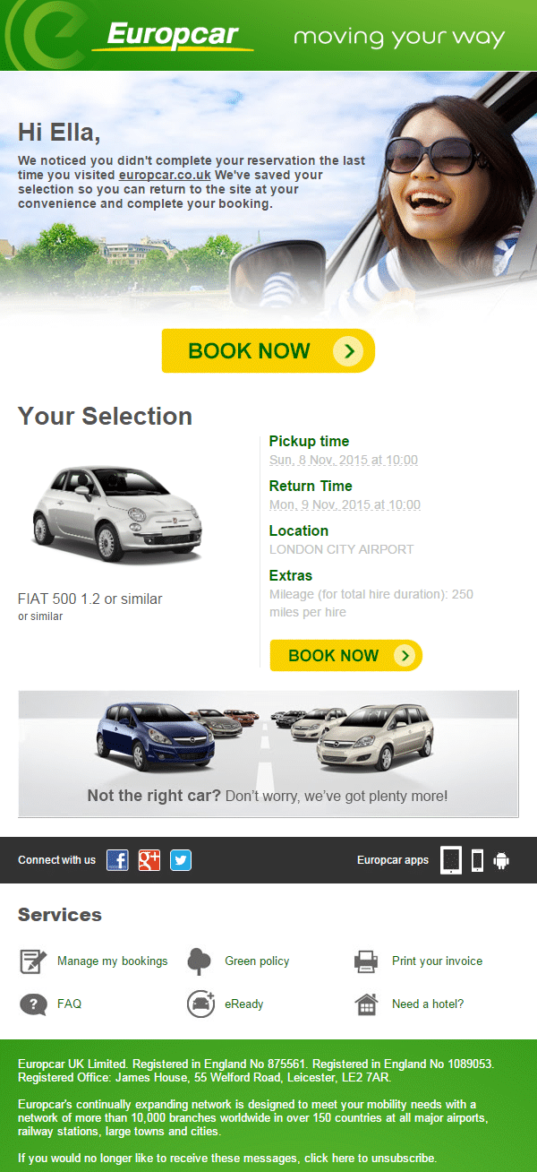 Europcar – Abandoned Cart Email Marketing