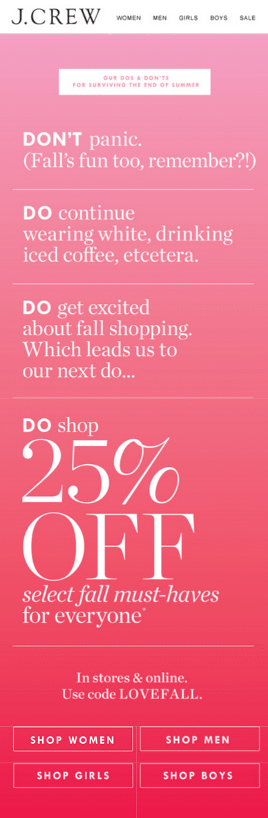J.Crew – Offer Email Marketing