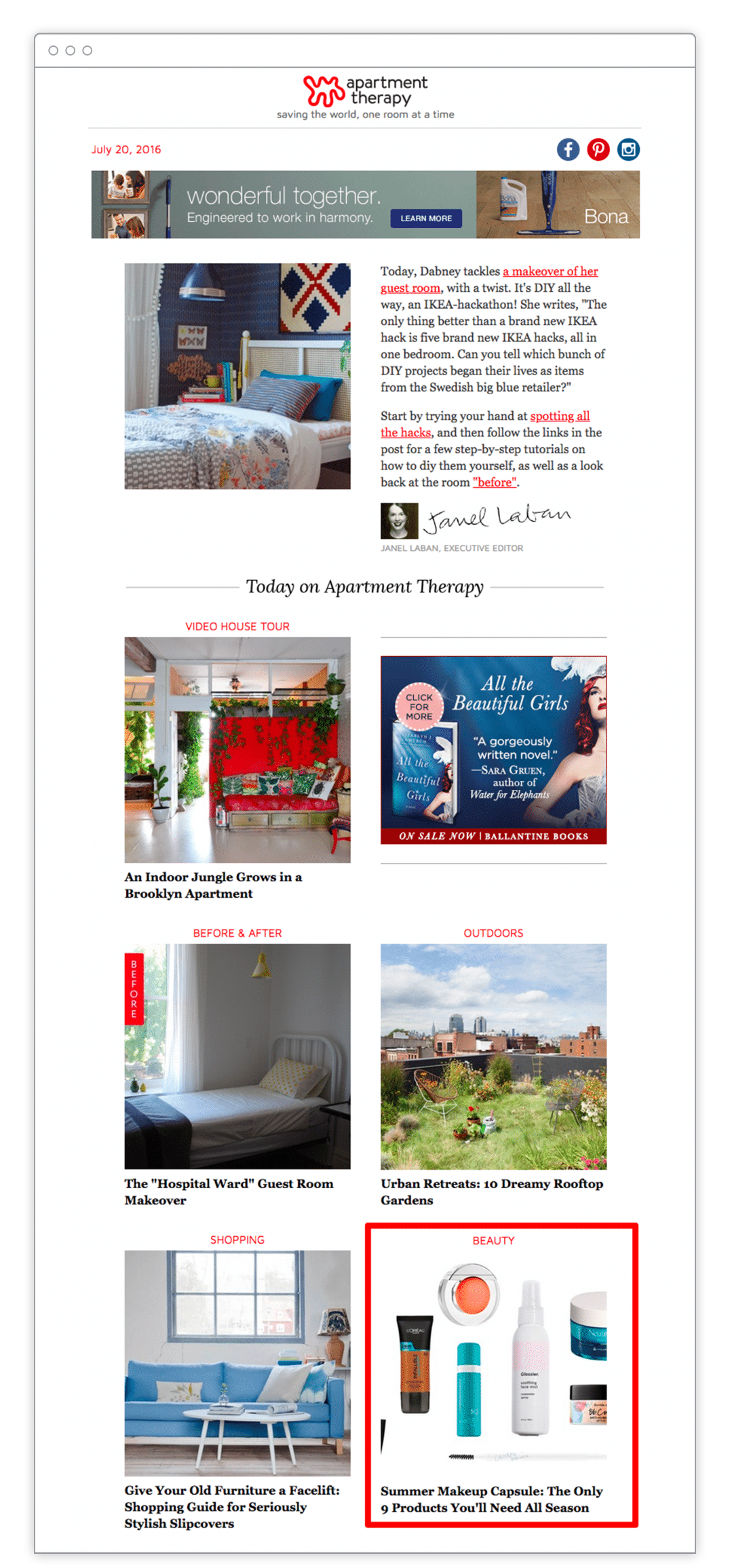 Apartment Therapy – Email Newsletter – Sponsored Content