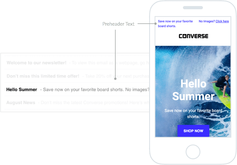 Converse Email Marketing – Subject Line and Pre-Header Text