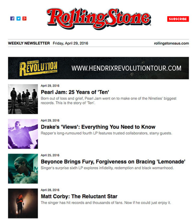 Rolling Stone – Email Newsletter Design